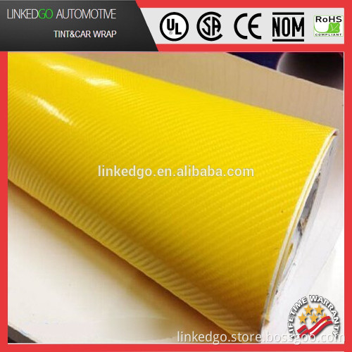 Good Car sticker 1.52*30M 4D Yellow carbon fiber Car Body Wrap carbon vinyl sticker